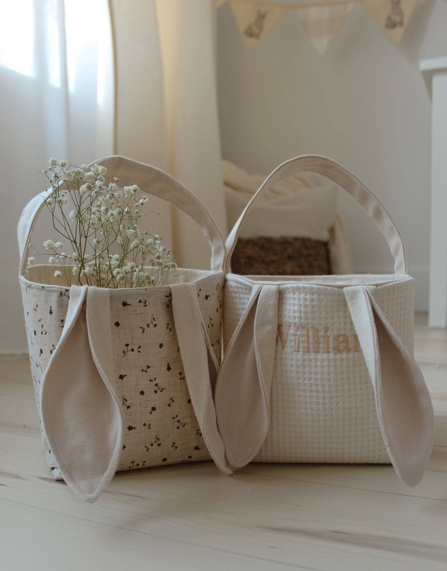 Panier de Pâques fleurs blanches